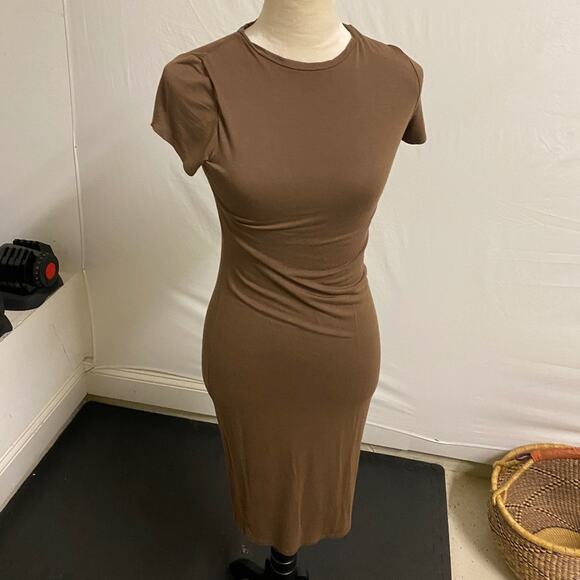 Amore All.F.Y. Women's Short Sleeve Ruched Waist Midi Bodycon Dress - Sm… - Picture 1 of 9